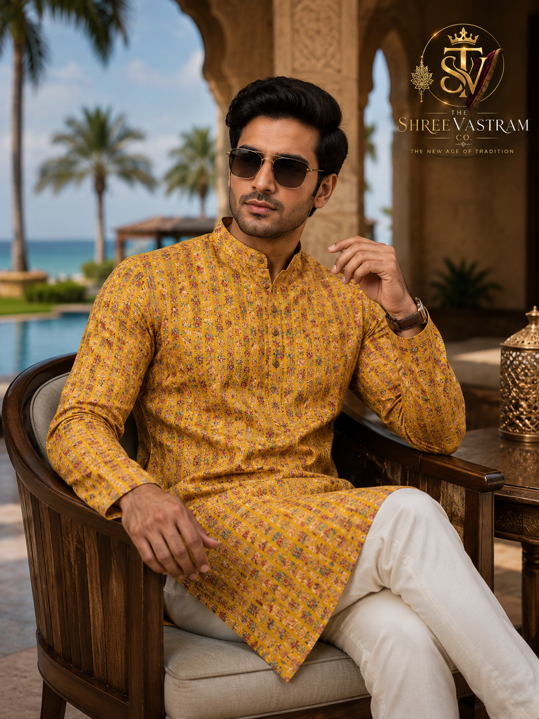 ShreeVastram Mustard Yellow Floral Printed Kurta Set